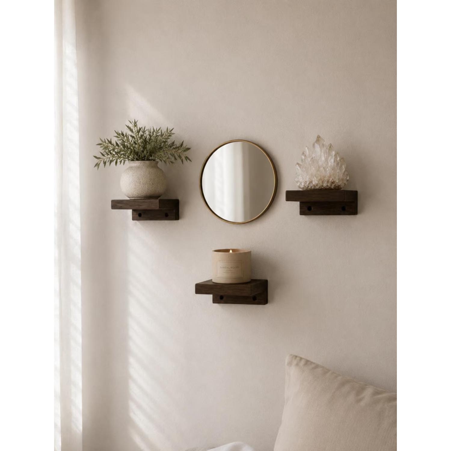 Solid Walnut Wood Mini Floating Shelf – Hidden Mount Small Wall Shelf for Display & Storage - Image 2