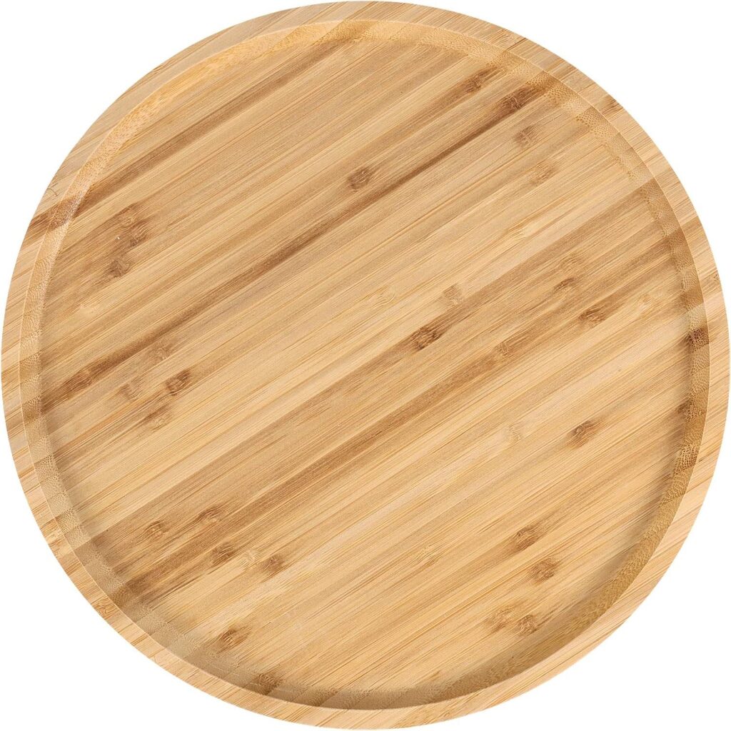 Round Bamboo Serving Tray – Finely Polished Round Platter for Fruit & Bread