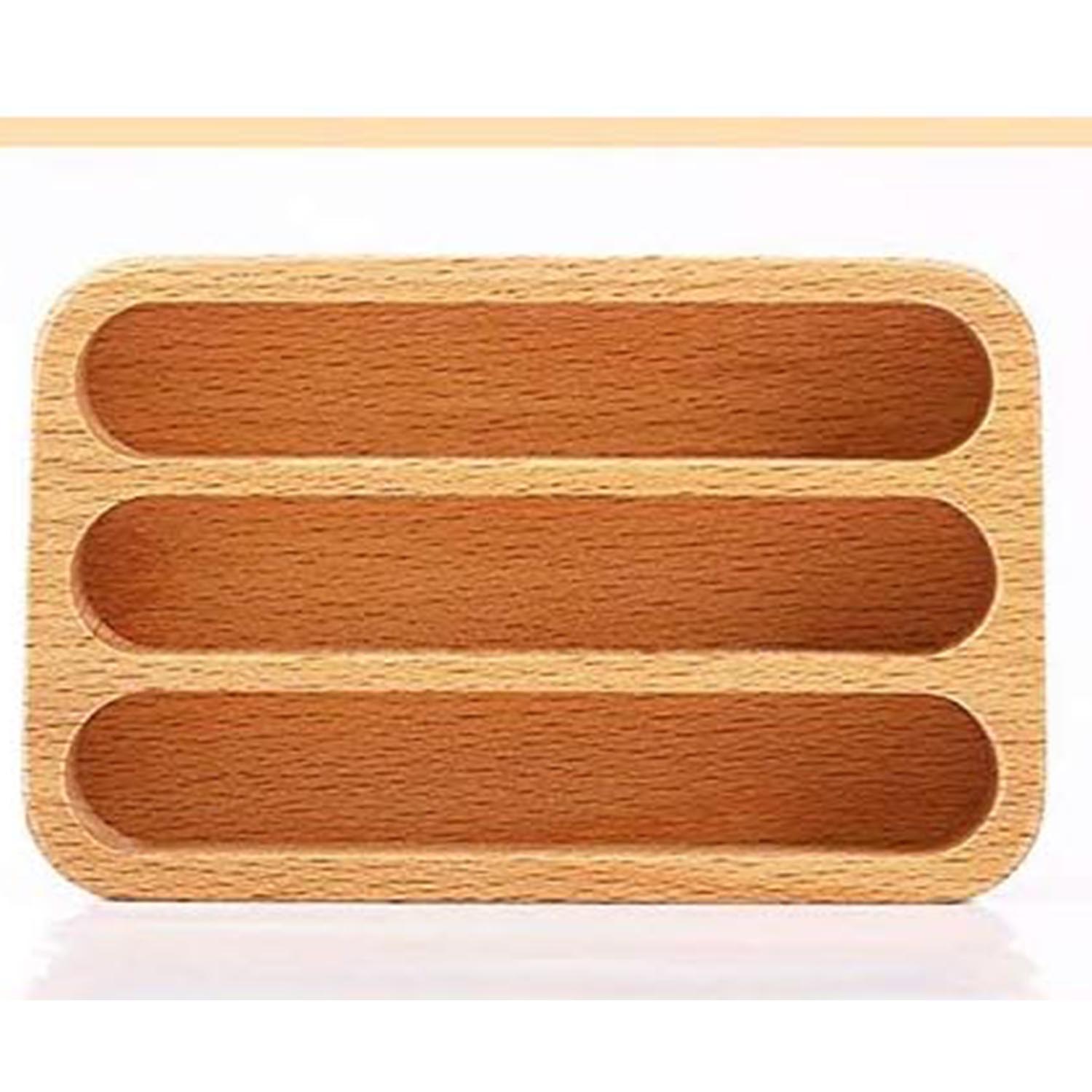 Wooden Business Card Holder for Desk, 3 Card Slots Business Card Display Holder Stand - Image 5