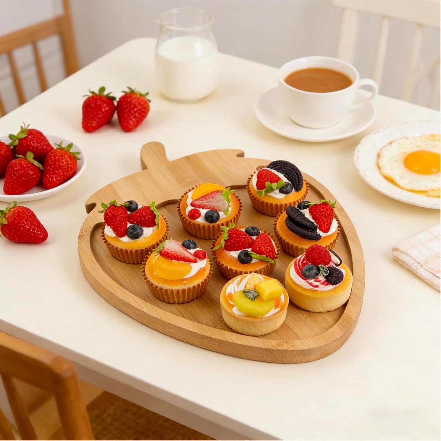 Wooden Strawberry Charcuterie Board – Strawberry Serving Tray for Outdoor Food Plating - Image 2