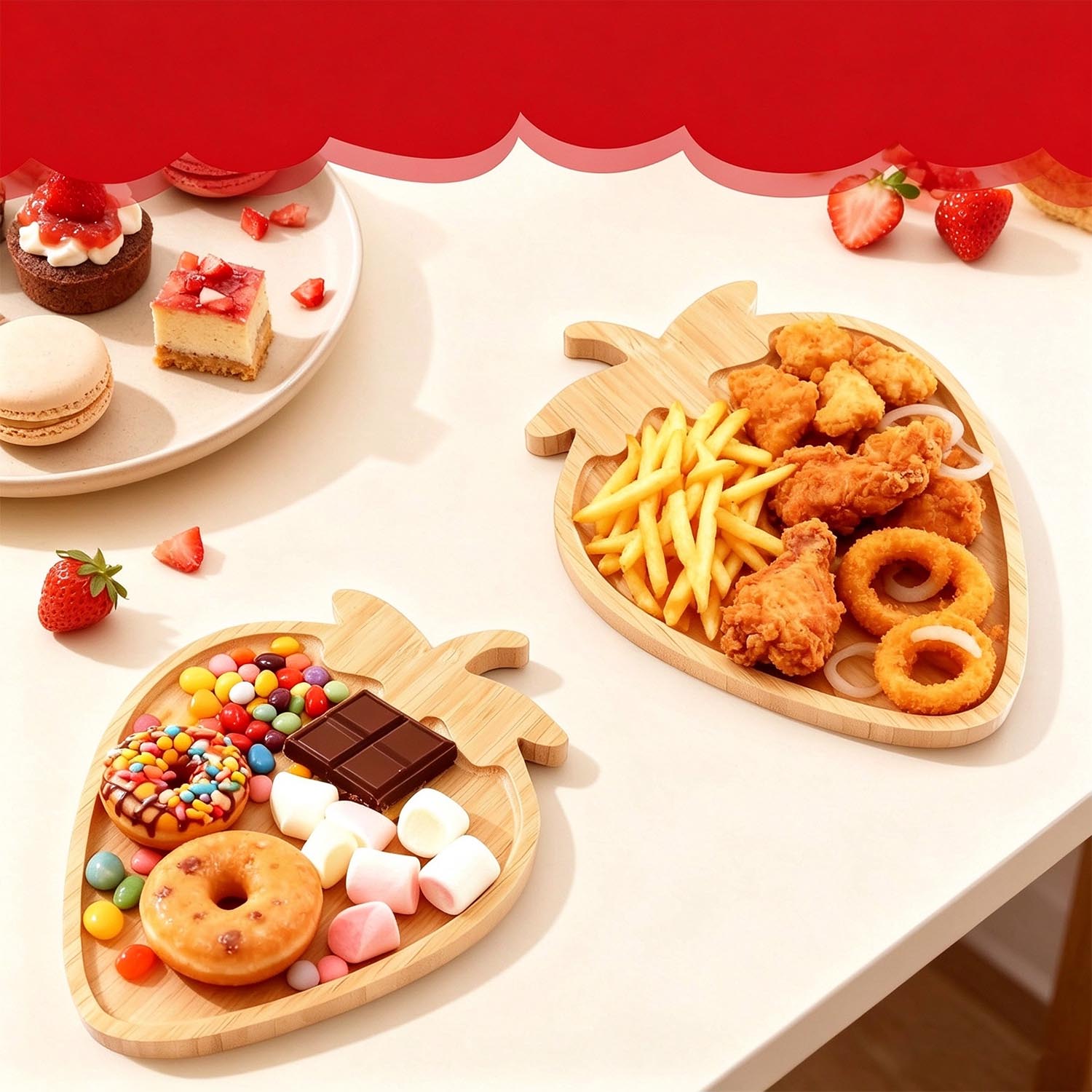 Wooden Strawberry Charcuterie Board – Strawberry Serving Tray for Outdoor Food Plating - Image 3