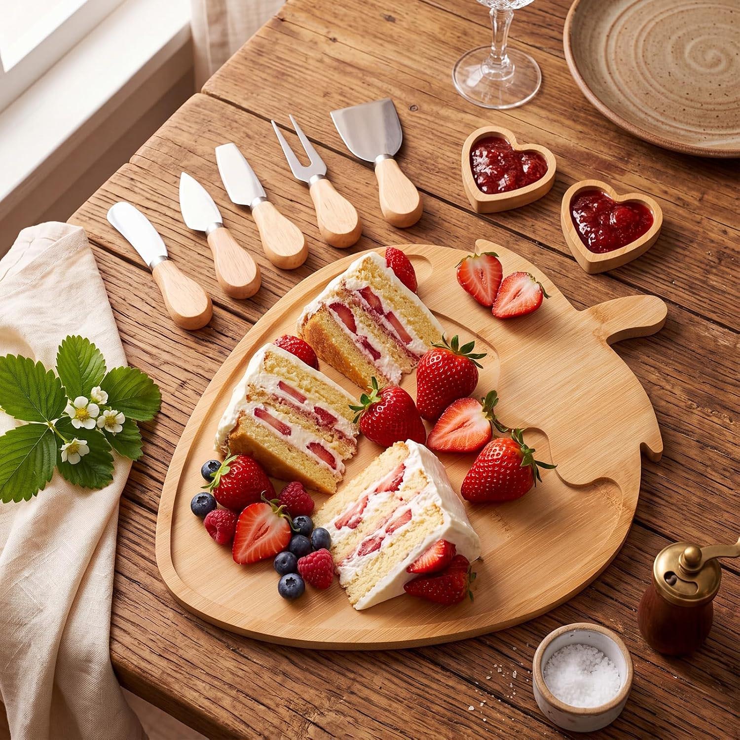 Wooden Strawberry Charcuterie Board – Strawberry Serving Tray for Outdoor Food Plating - Image 5