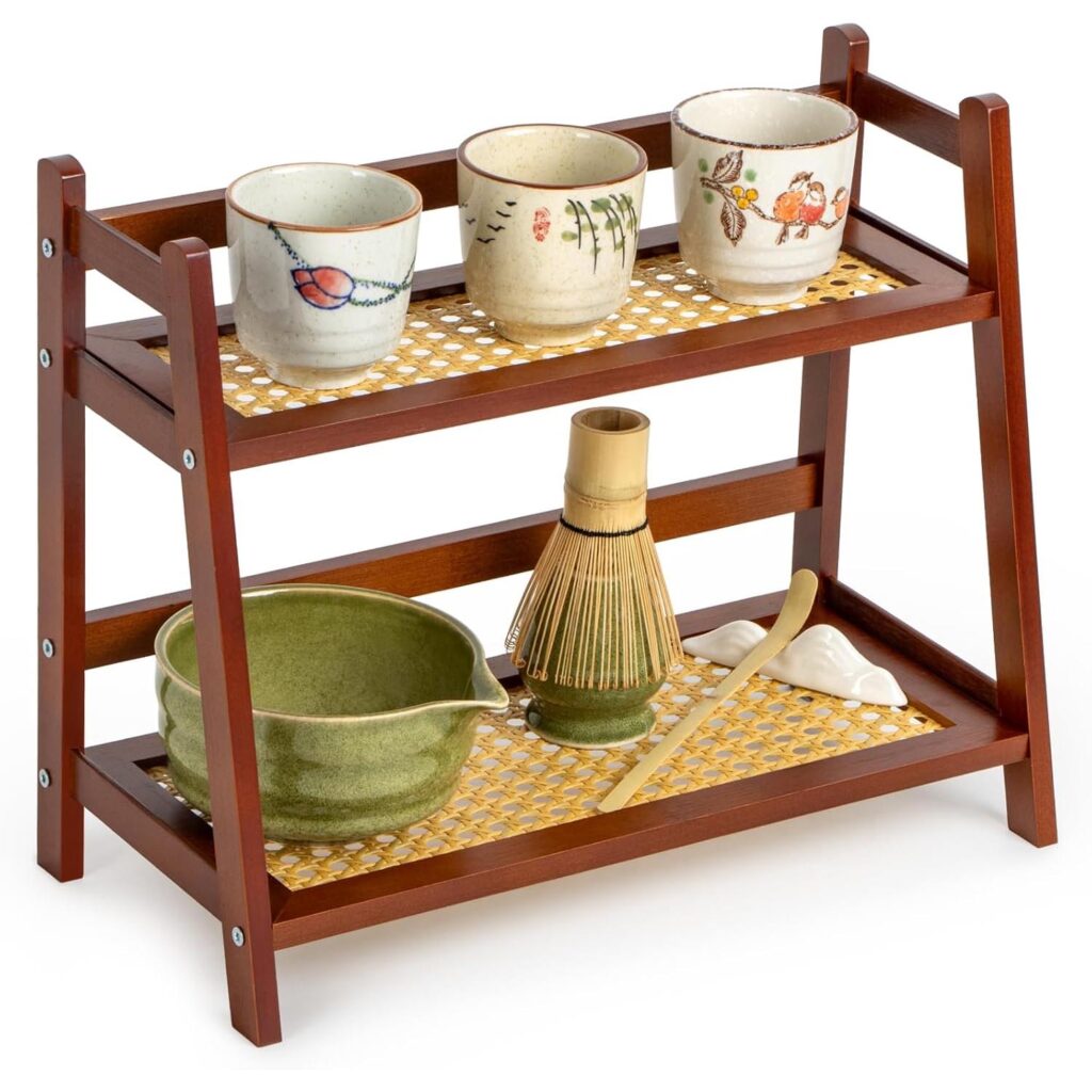 Bamboo Countertop Coffee & Tea Station – Natural Bamboo Tabletop Storage Rack & Coffee Corner Organizer