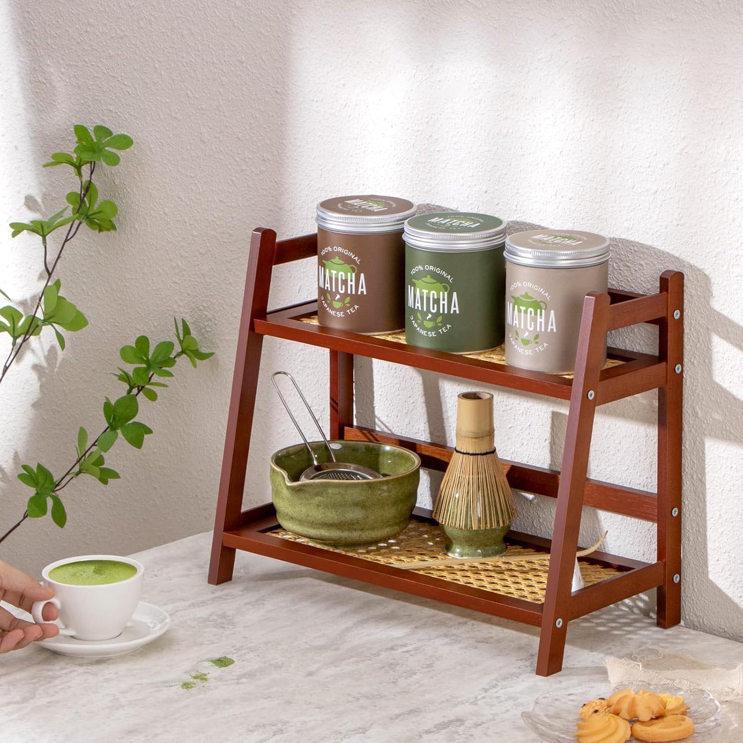 Bamboo Countertop Coffee & Tea Station – Natural Bamboo Tabletop Storage Rack & Coffee Corner Organizer - Image 3