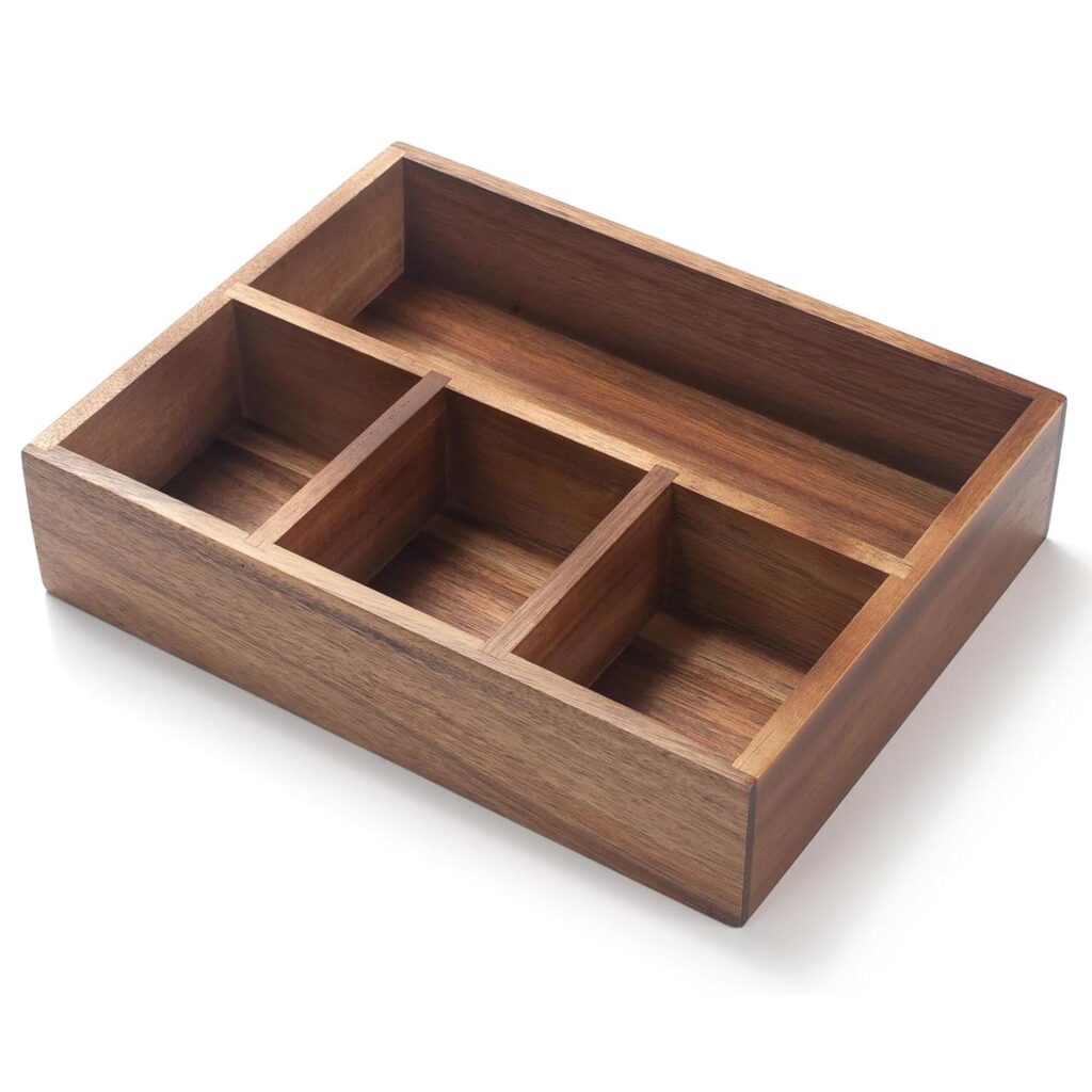 Acacia Wood Tea Bag Storage Box – Multipurpose Tea Bag Organizer & Desktop Treat Candy Basket