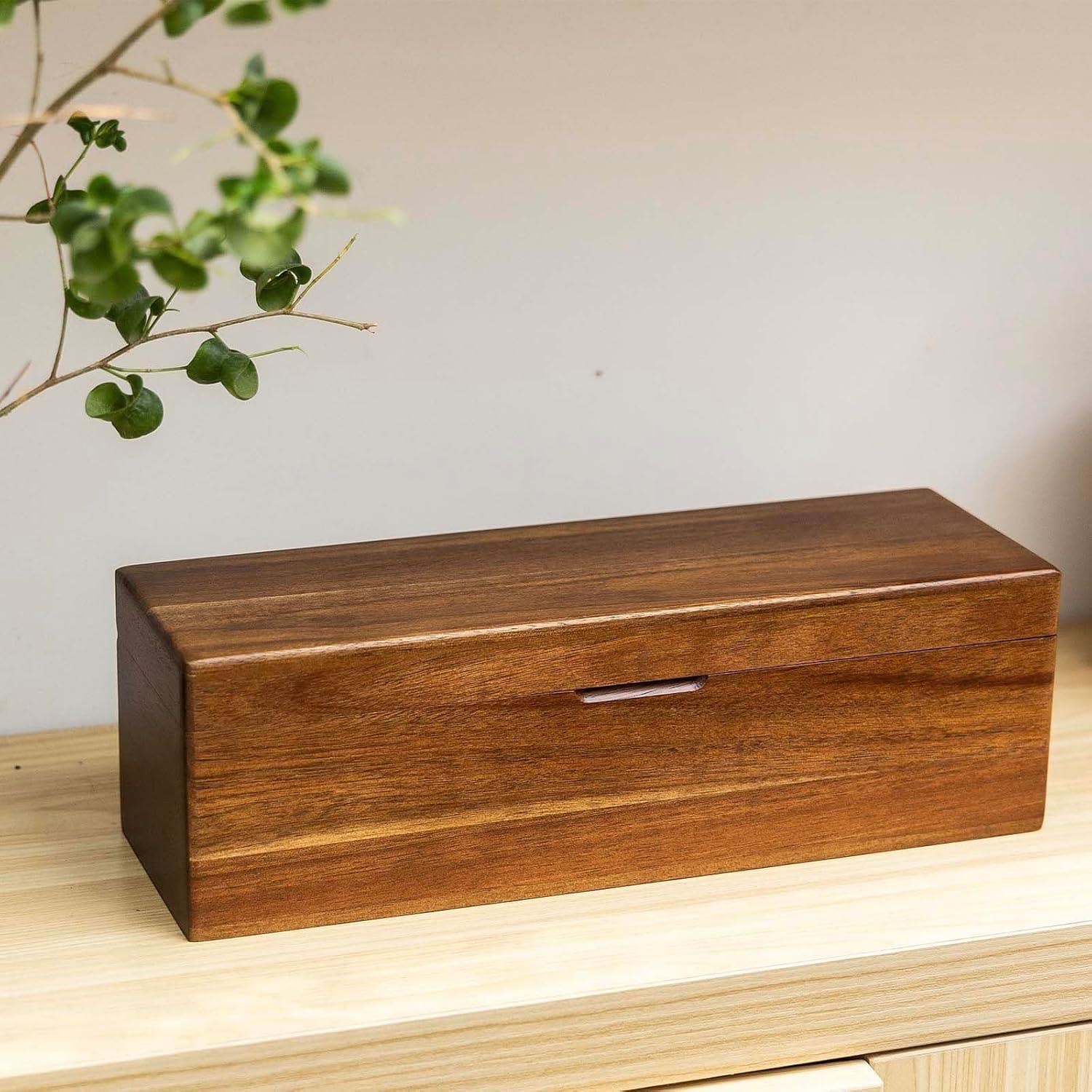 Acacia Wood Tea Bag Storage Box – 4-Compartment Tea Holder & Desktop Tea Display Stand - Image 4