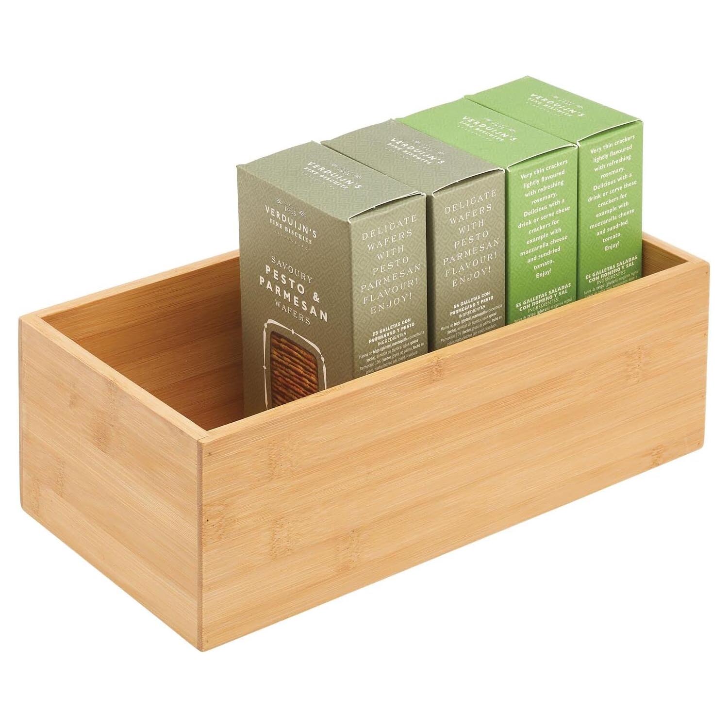 Wooden Tea Bag Storage Box – Rectangular Large Capacity 30.48cm Kitchen Food Organizer, Stackable & Natural - Image 2