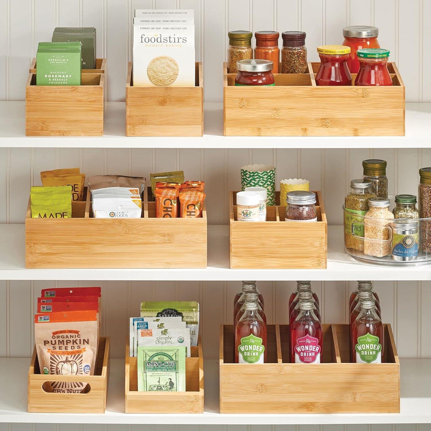 Wooden Tea Bag Storage Box – Rectangular Large Capacity 30.48cm Kitchen Food Organizer, Stackable & Natural - Image 3
