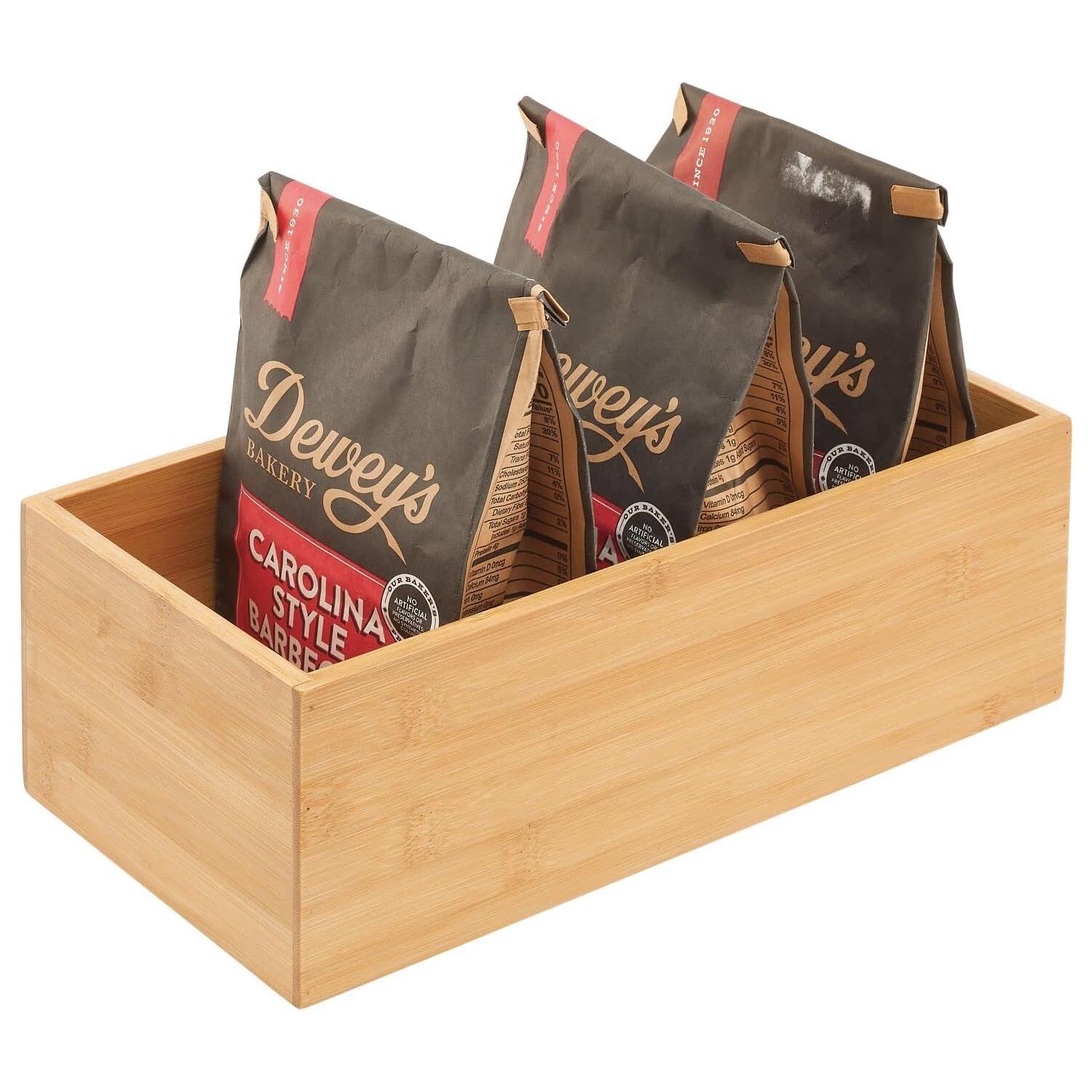 Wooden Tea Bag Storage Box – Rectangular Large Capacity 30.48cm Kitchen Food Organizer, Stackable & Natural - Image 4