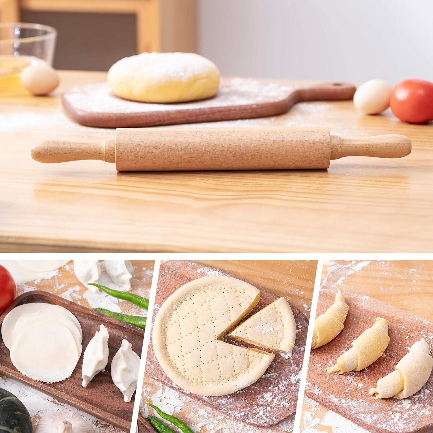 Wooden Rolling Pin – Nonstick Extra Wide Dough Roller Pastry Tool for Dumpling Wrappers, Pizza & Cookie Baking - Image 3