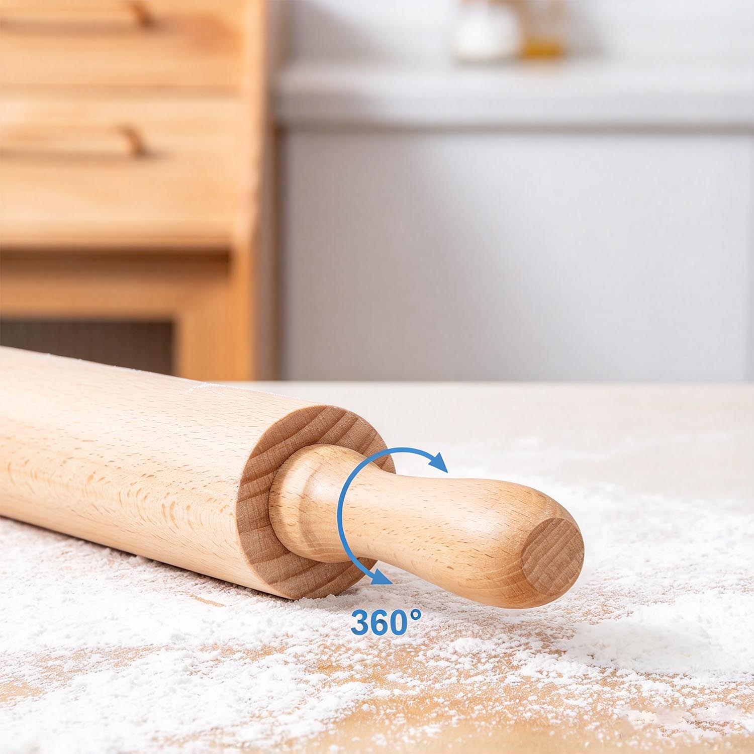 Wooden Rolling Pin – Nonstick Extra Wide Dough Roller Pastry Tool for Dumpling Wrappers, Pizza & Cookie Baking - Image 4