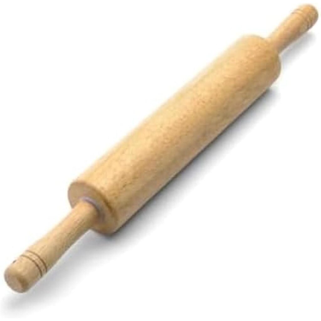 Wooden Rolling Pin – Nonstick Extra Wide Dough Roller with Ergonomic Handles & Hanging Hole for Pizza, Pastry & Cookies