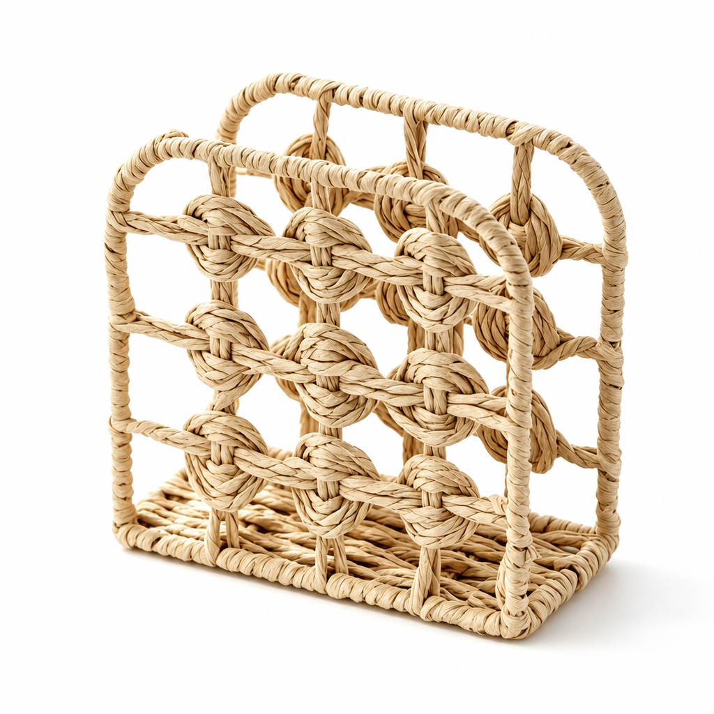 Paper Rope Woven Napkin Holder Freestanding Handmade Napkin Storage Rack for Kitchen Dining Table Decor