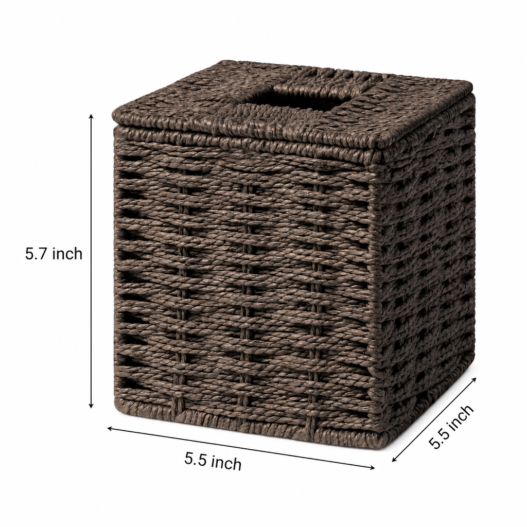 Paper Rope Woven Tissue Box Cover Square Handmade Tissue Holder for Home Living Room Bedroom Decor - Image 4
