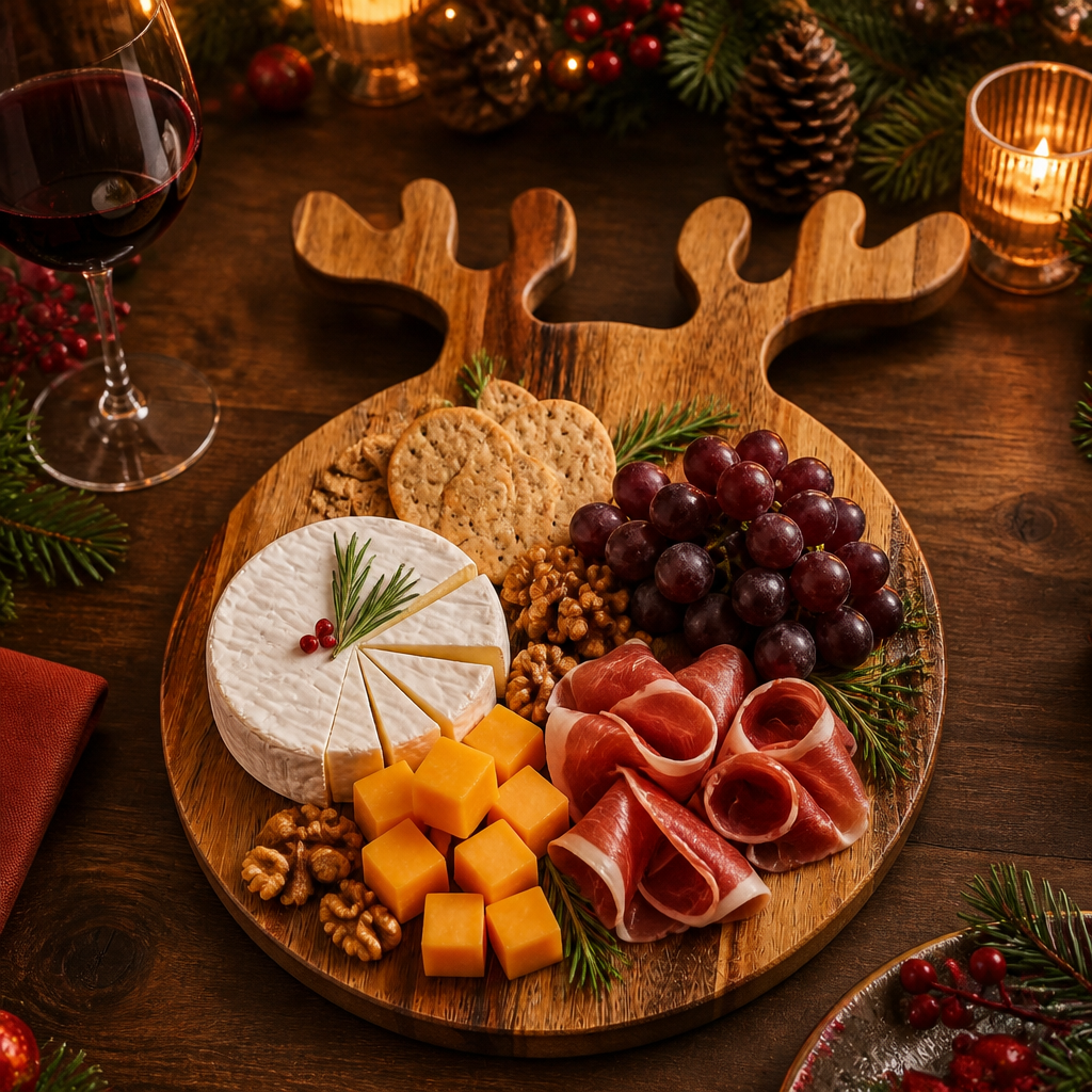 Christmas Cutting Board Wooden Charcuterie Cheese Board for Pizza Bread Fruit Holiday Kitchen Gift - Image 2