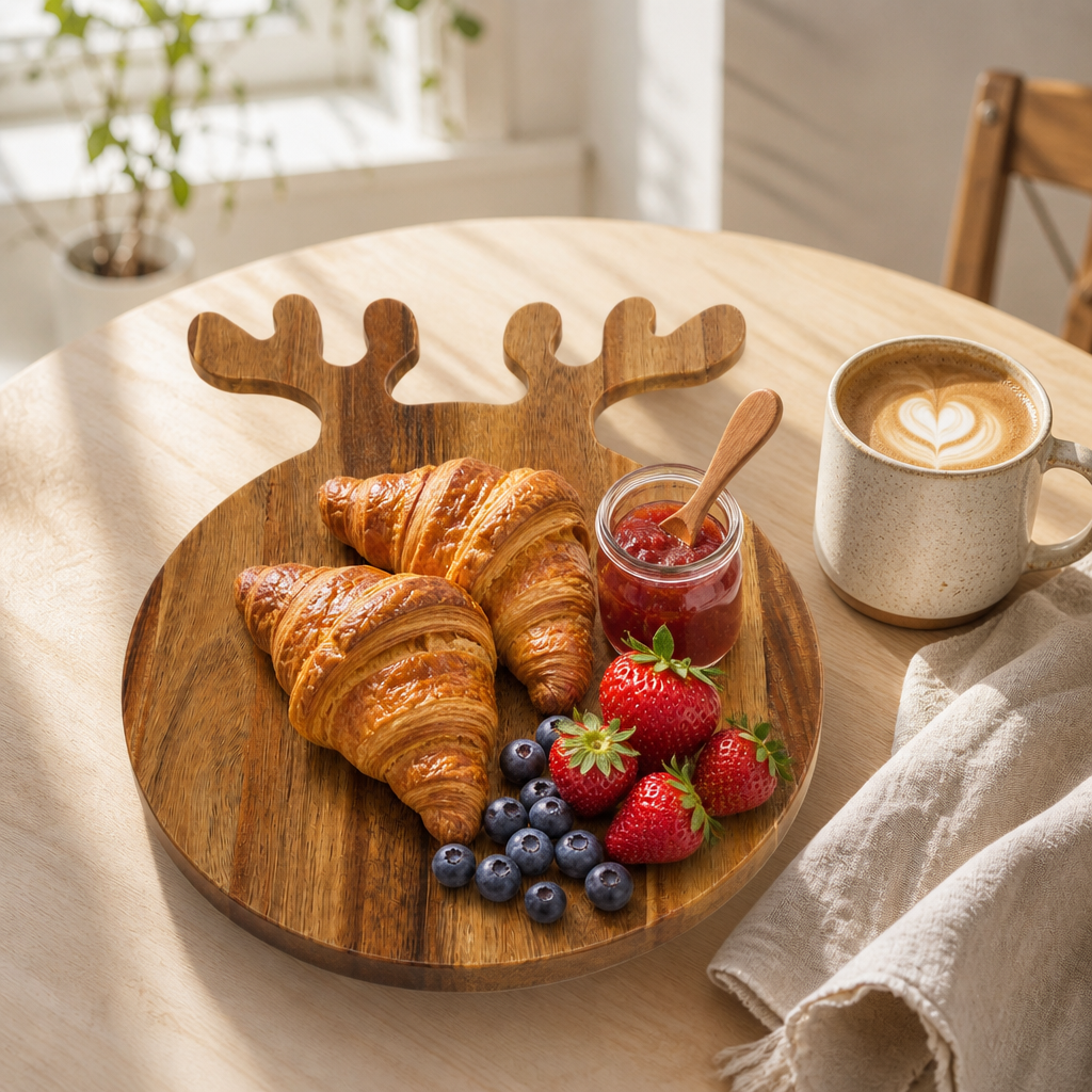 Christmas Cutting Board Wooden Charcuterie Cheese Board for Pizza Bread Fruit Holiday Kitchen Gift - Image 3