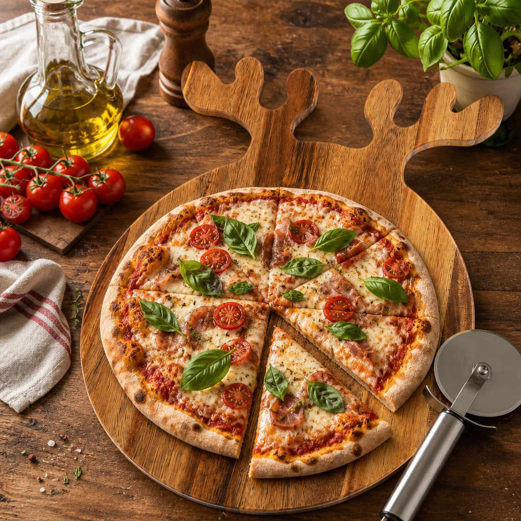Christmas Cutting Board Wooden Charcuterie Cheese Board for Pizza Bread Fruit Holiday Kitchen Gift - Image 4
