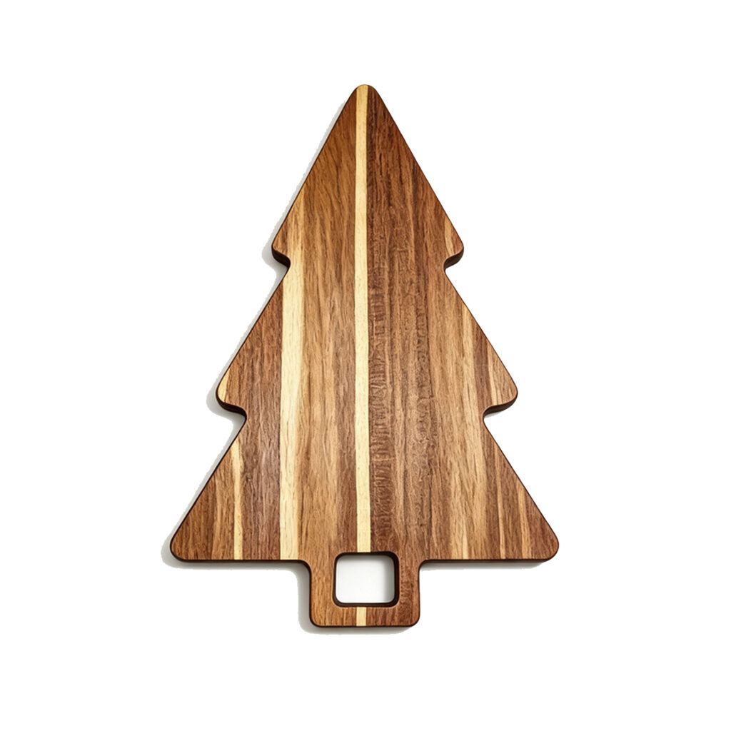 Christmas Tree Cutting Board Acacia Wood Charcuterie Cheese Board with Hanging Hole for Kitchen Pizza Fruit Serving