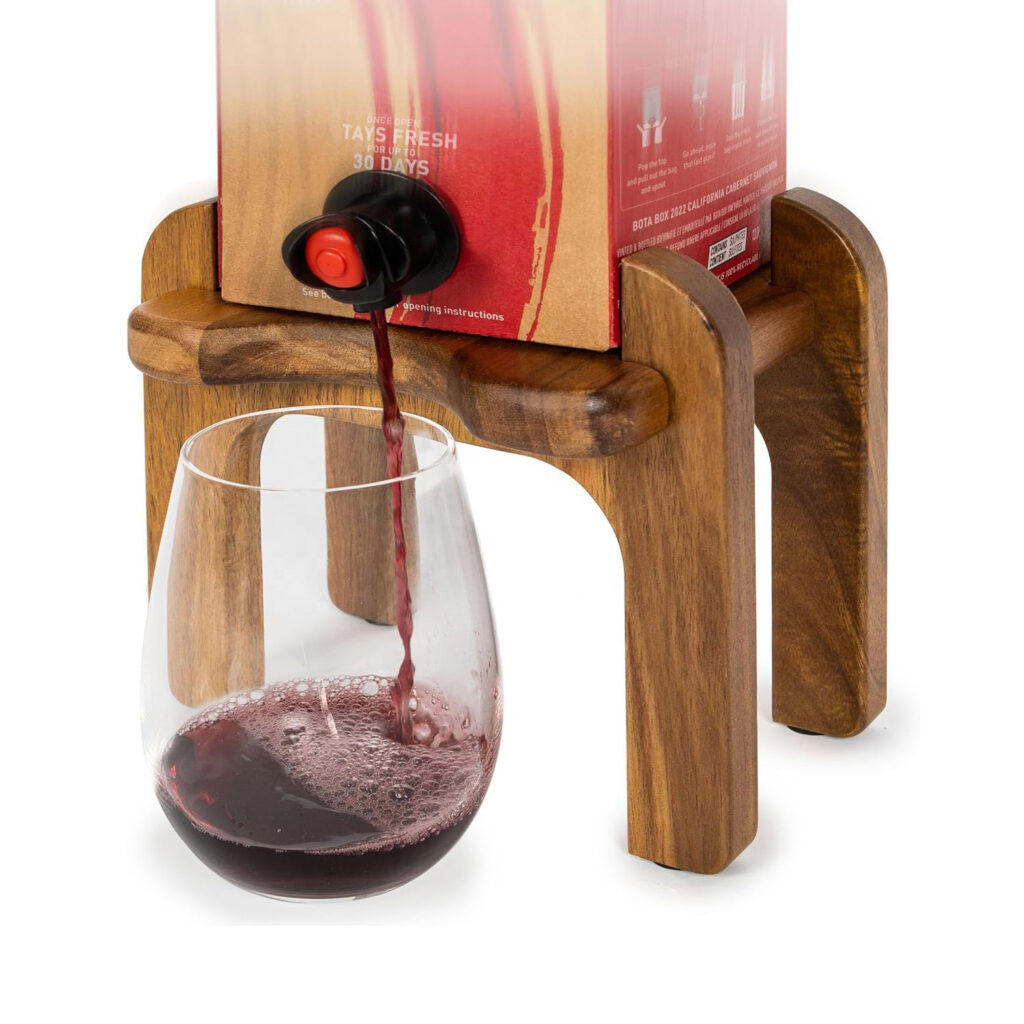 Box Wine Holder Acacia Wood Stand Boxed Wine Dispenser Drink Dispenser Stand Beverage Dispenser Stand