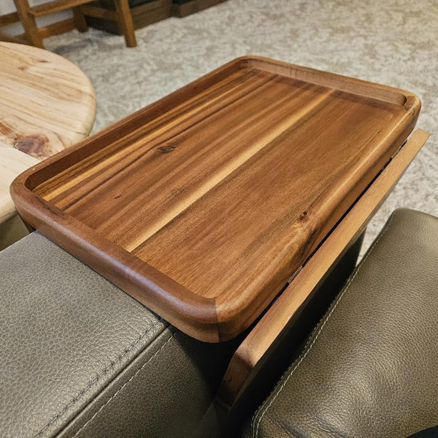 Wood Sofa Armrest Tray Foldable Couch Arm Table Couch Armrest Table Acacia Wood Sofa Arm Tray - Image 5