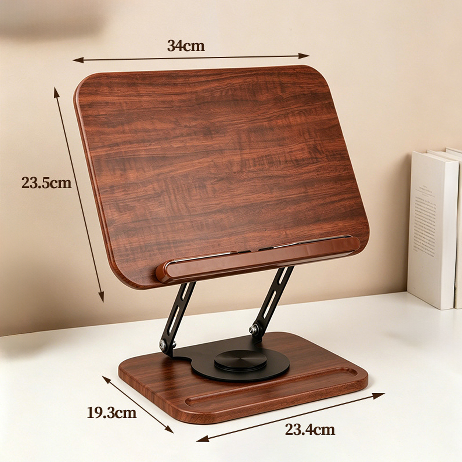 Wooden Rotating Book Stand Adjustable Reading Holder Children Desktop Book Shelf for Toddler Reading Study - Image 2