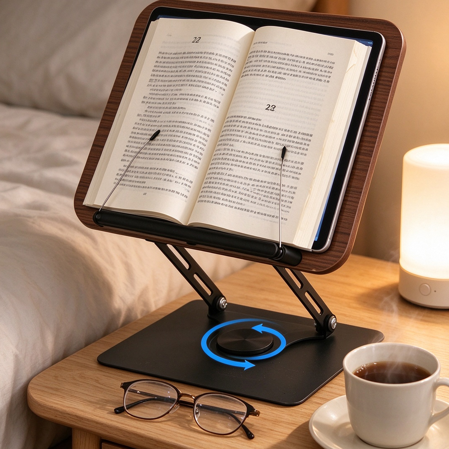 Wooden Rotating Book Stand Adjustable Reading Holder Children Desktop Book Shelf for Toddler Reading Study - Image 6