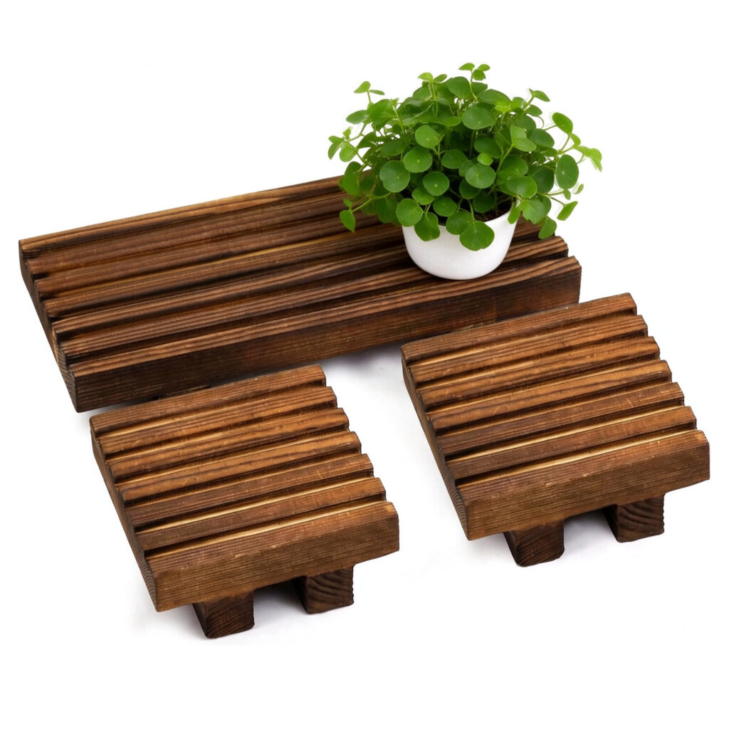Farmhouse Wooden Risers Wood Bathroom Tray Kitchen Counter Riser for Display Wood Pedestal Stand Set of 39