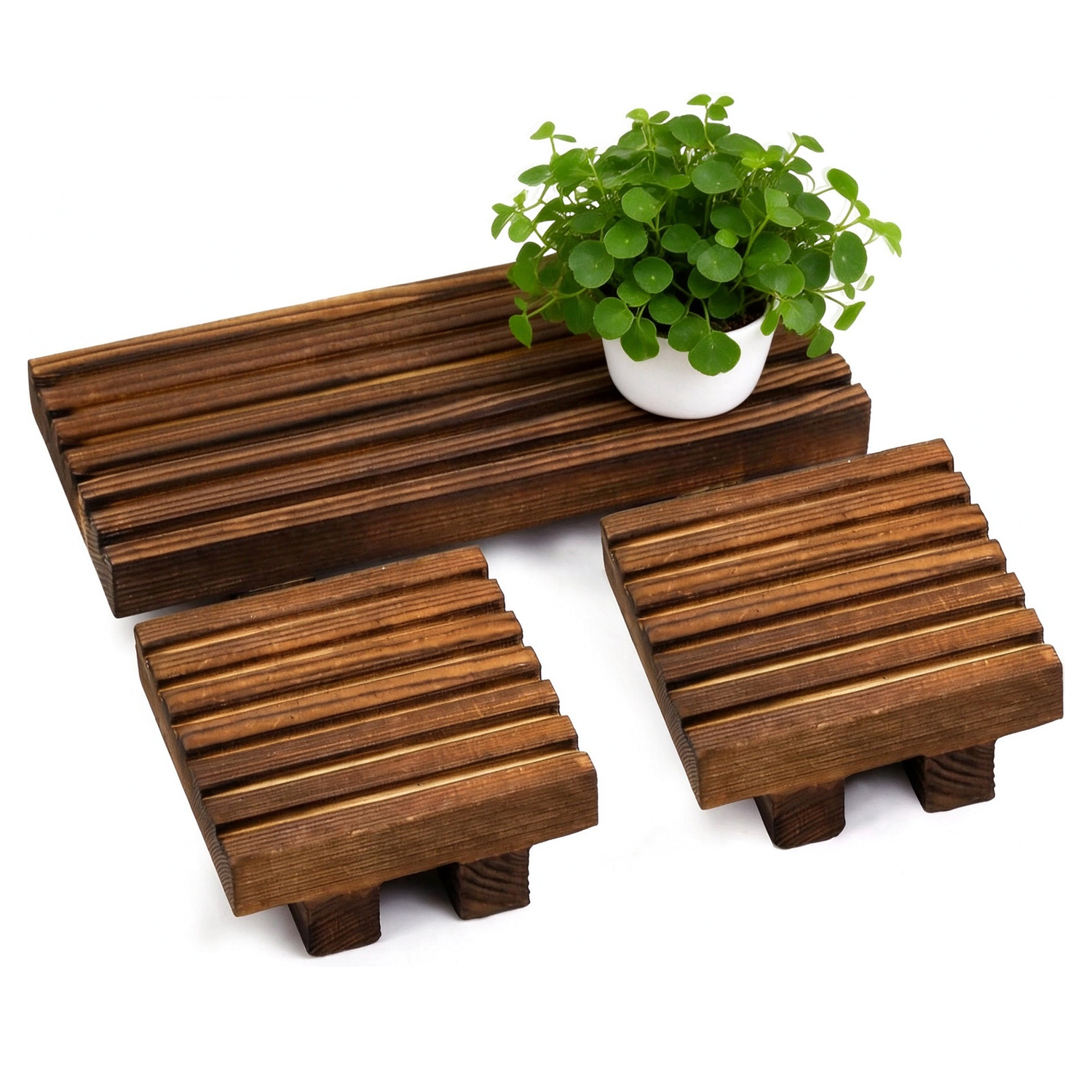 Farmhouse Wooden Risers Wood Bathroom Tray Kitchen Counter Riser for Display Wood Pedestal Stand Set of 39