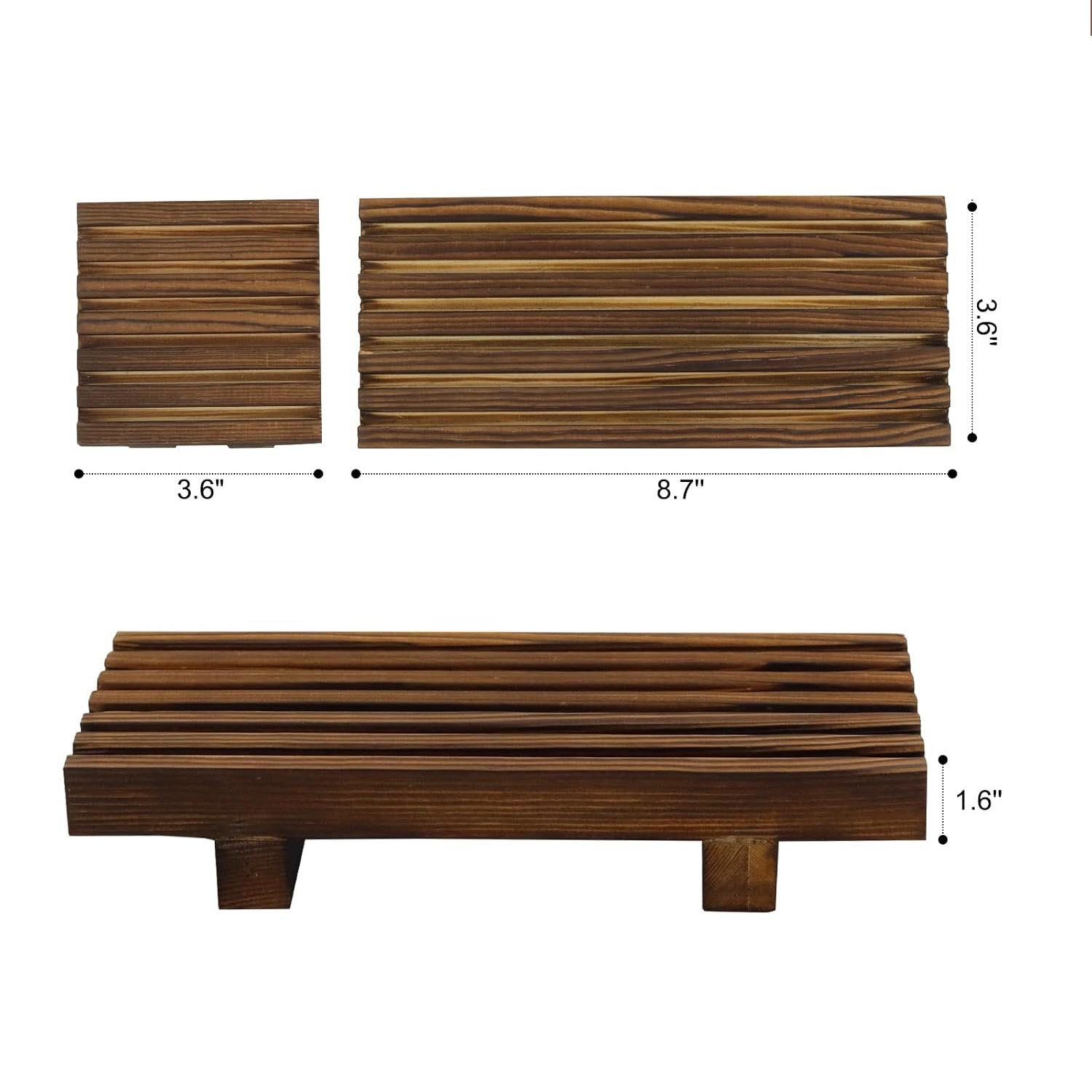 Farmhouse Wooden Risers Wood Bathroom Tray Kitchen Counter Riser for Display Wood Pedestal Stand Set of 39 - Image 2