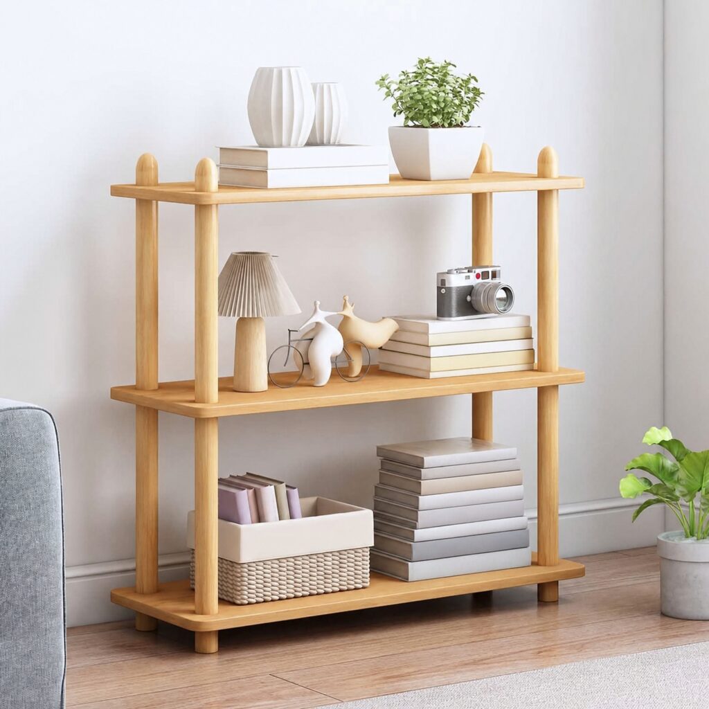 3-Tier Wooden Folding Spice Rack - Freestanding Multifunction Storage Shelf with Oak Finish, No Assembly Needed, Space-Saving Organizer for Kitchen Countertop, Cabinet, Bathroom & Office