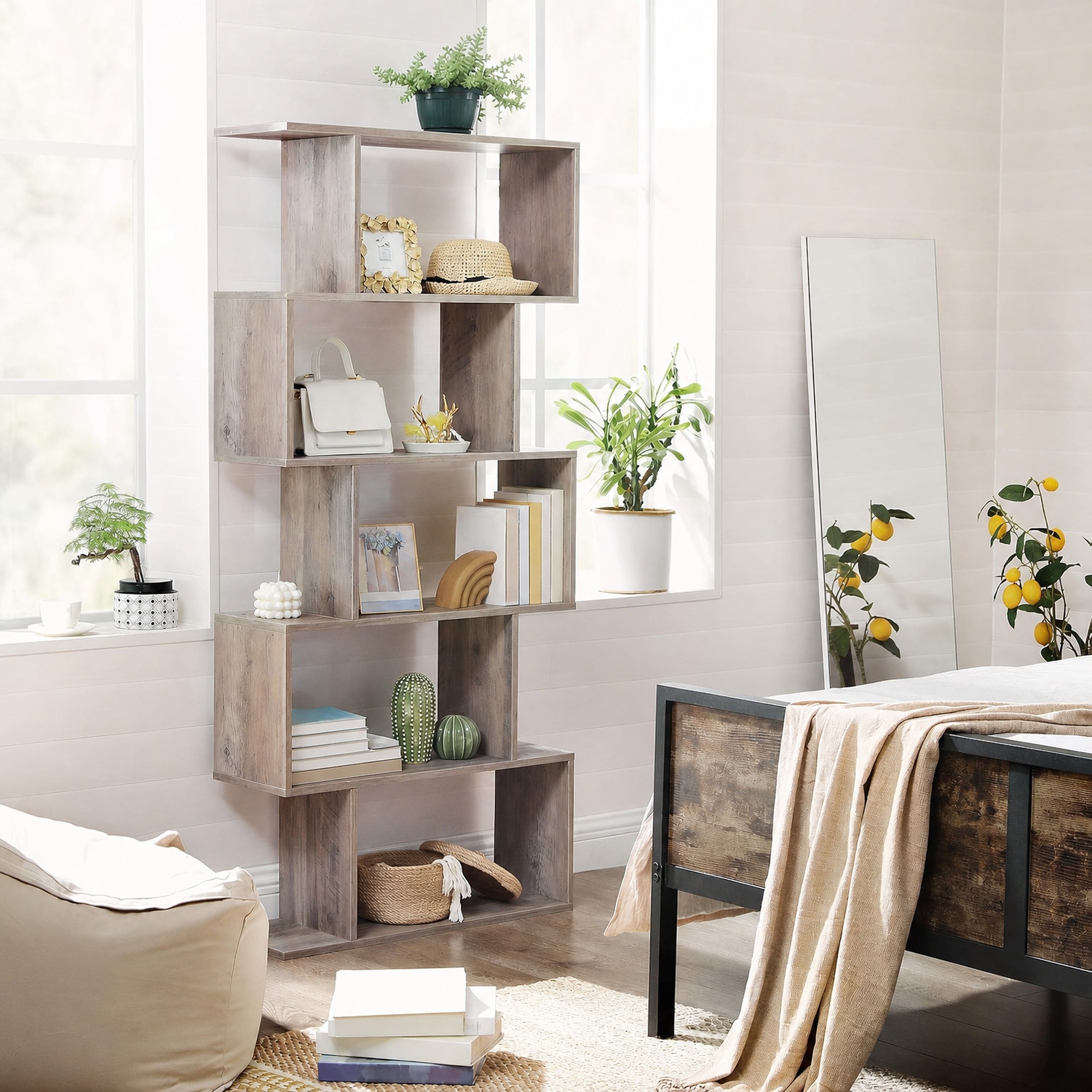 5-Tier Modern Wood Standing Type Bookcase Open Storage 27.6 X 9.4 X 62.6 Inches - Image 2