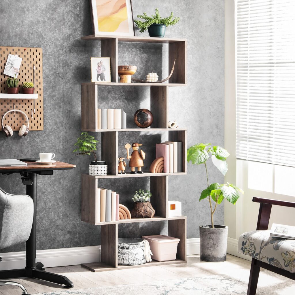 5-Tier Modern Wood Standing Type Bookcase Open Storage 27.6 X 9.4 X 62.6 Inches