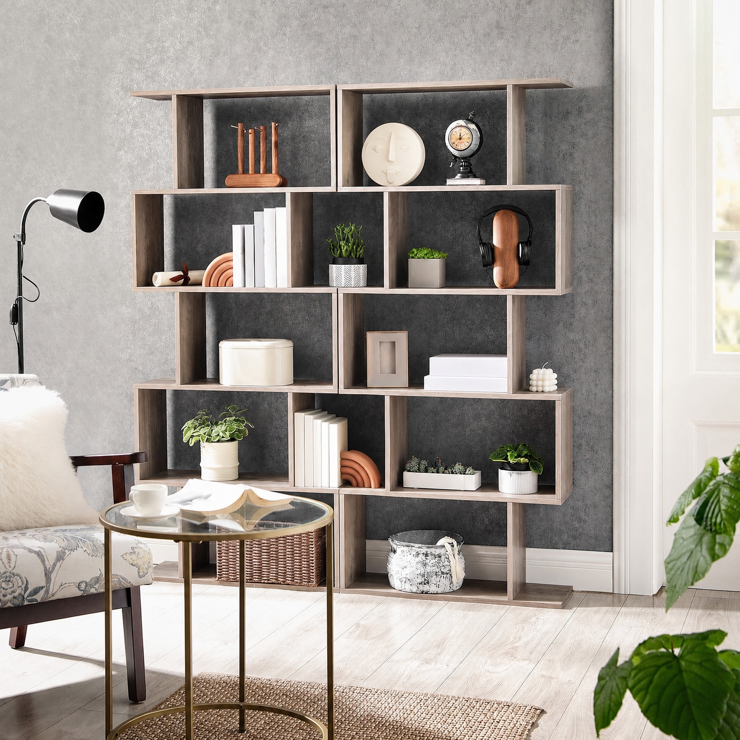 5-Tier Modern Wood Standing Type Bookcase Open Storage 27.6 X 9.4 X 62.6 Inches - Image 3
