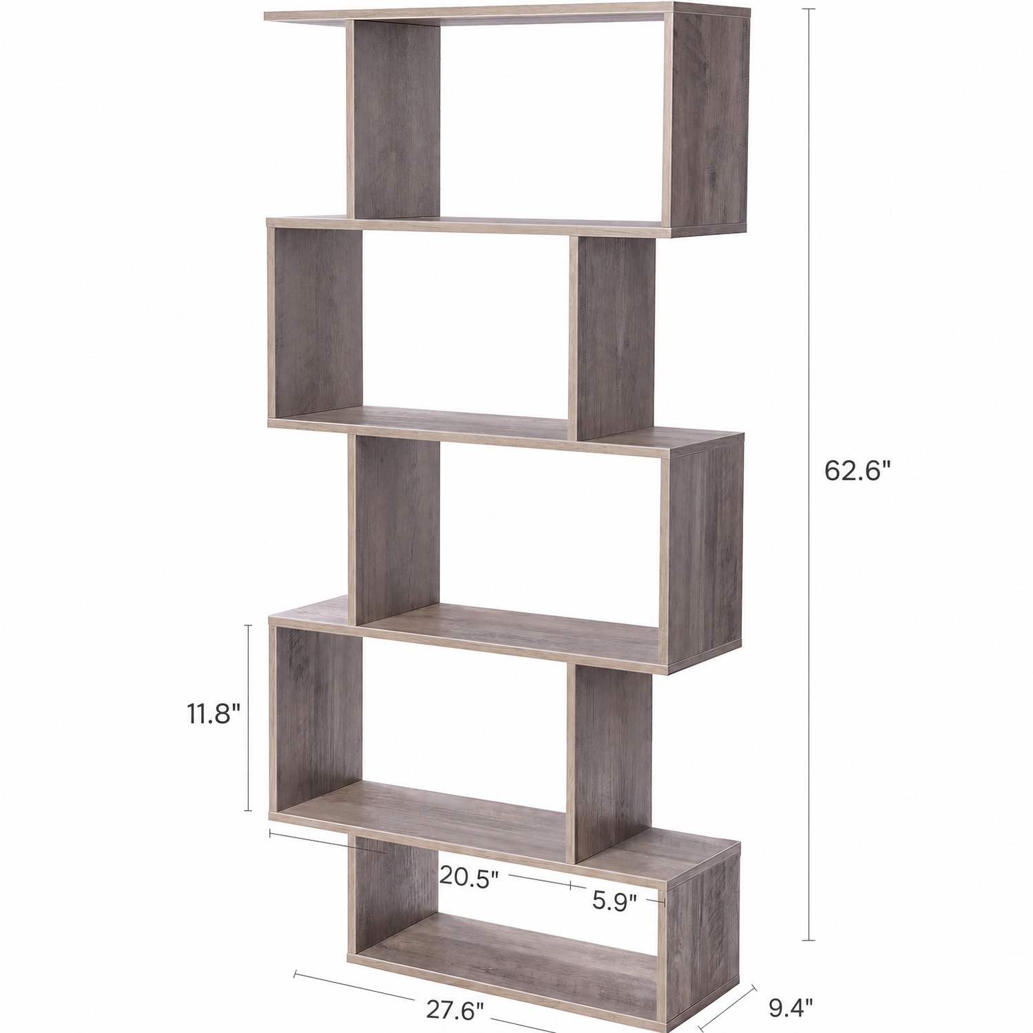 5-Tier Modern Wood Standing Type Bookcase Open Storage 27.6 X 9.4 X 62.6 Inches - Image 4