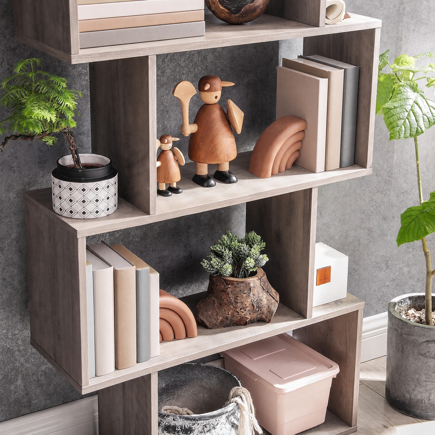 5-Tier Modern Wood Standing Type Bookcase Open Storage 27.6 X 9.4 X 62.6 Inches - Image 6