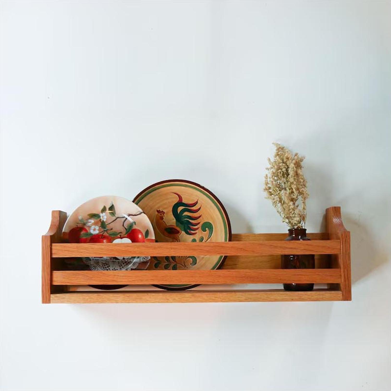Vintage Wooden Wall Rack – Wall Mount Plate Display Shelf & Home Decor Display Bookshelf
