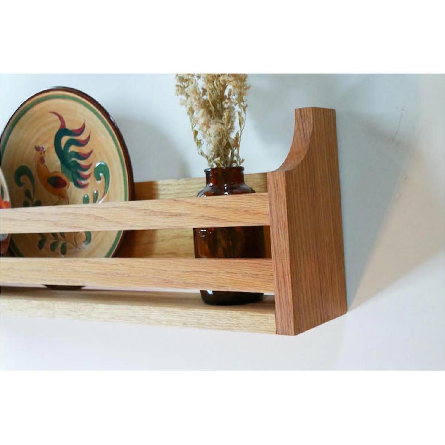 Vintage Wooden Wall Rack – Wall Mount Plate Display Shelf & Home Decor Display Bookshelf - Image 4